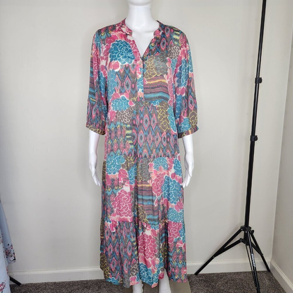 Anthropologie Figueroa and Flower Tiered Dress Floral Boho Size Medium - Picture 2 of 12